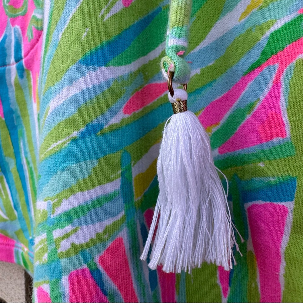 Lilly Pulitzer Zia Skirt Tiki Pink Royal Lime Terry Mini Tassel Preppy Resort M - Picture 6 of 10